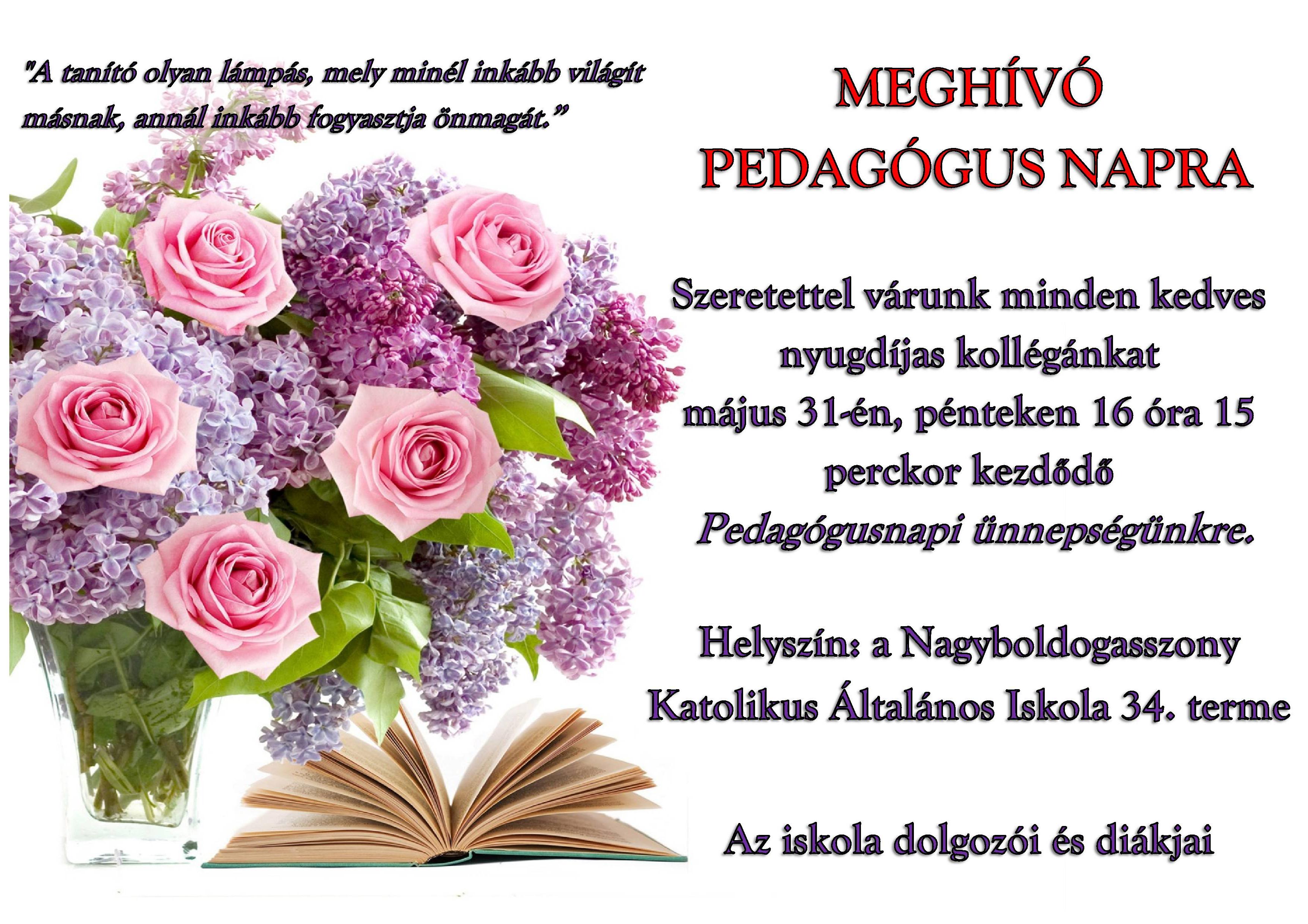 MEGHÍVÓ PEDAGÓGUS NAPRA 2019