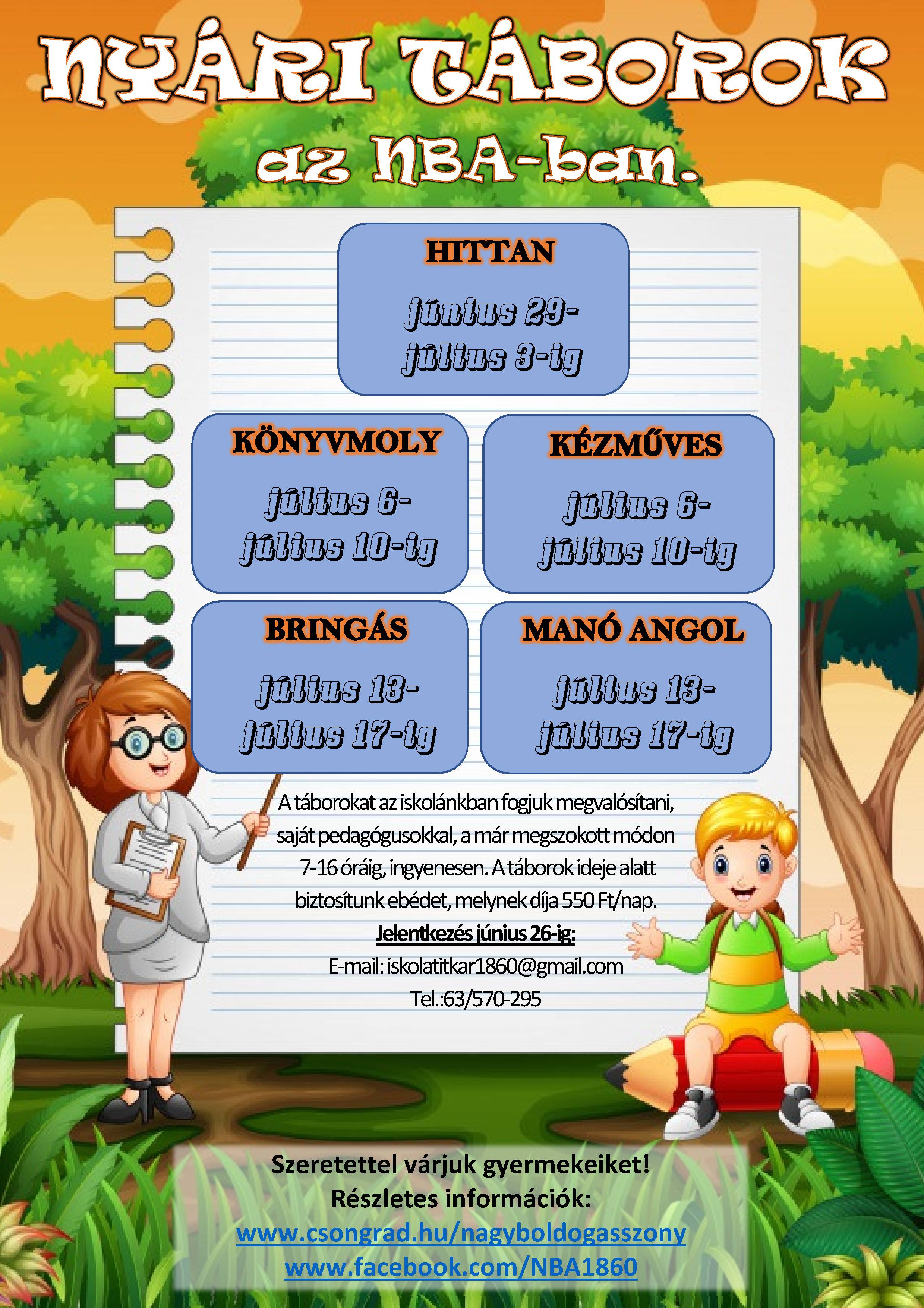 Nyári táborok 2020 plakát u