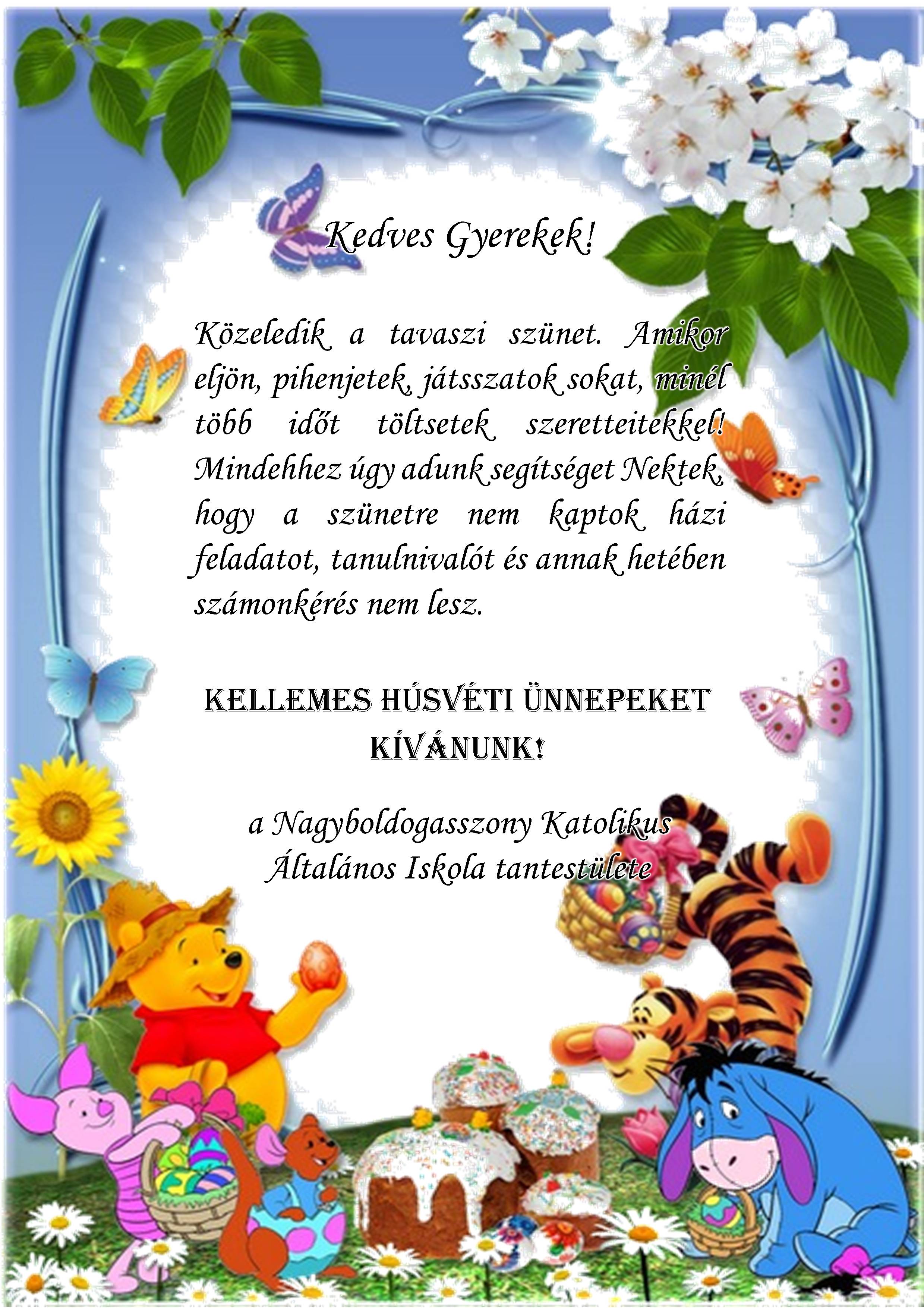 kedves gyerekek húsvét 2020