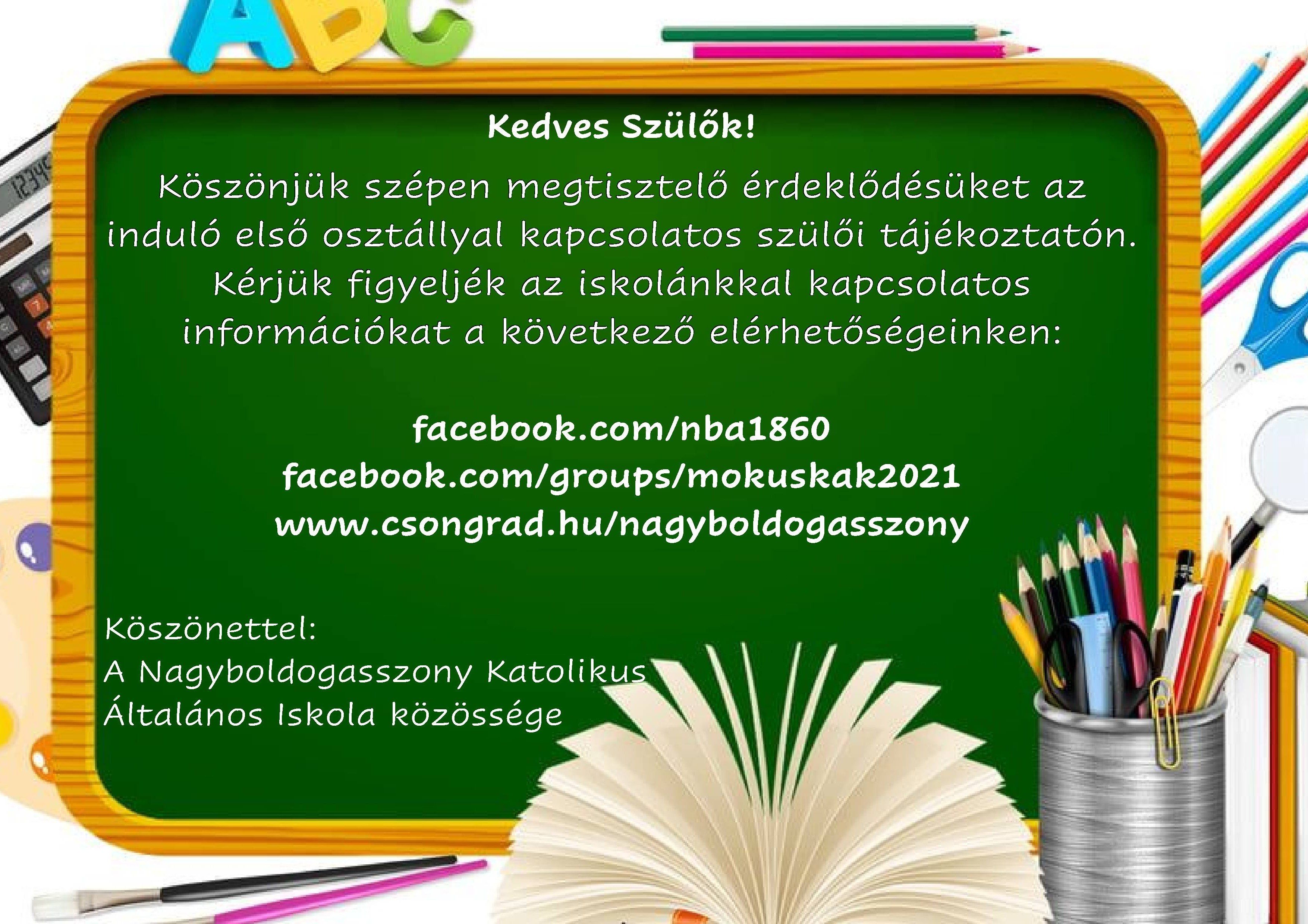 köszönet szülői tájékozatató