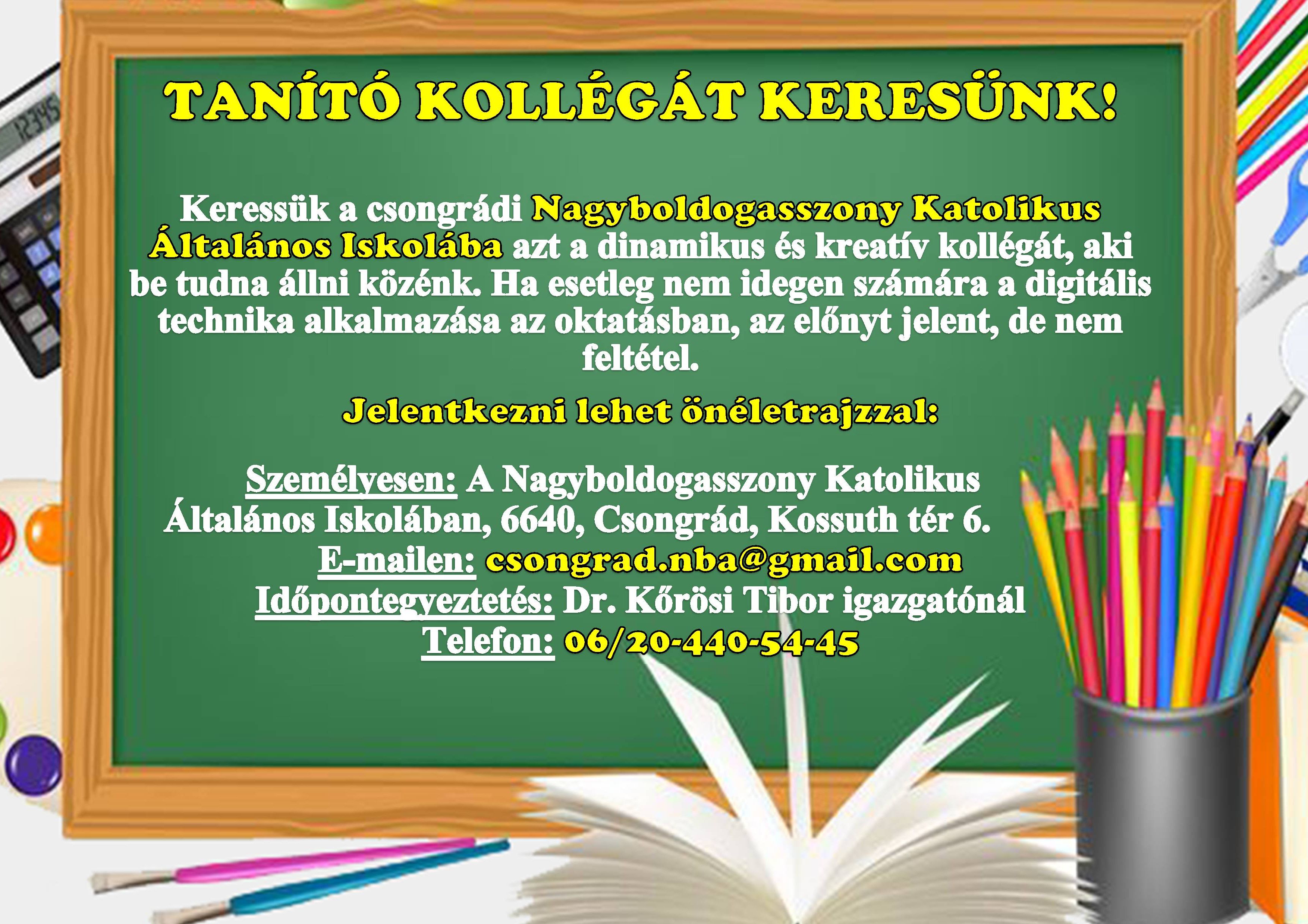 tanítót keresünk 2022