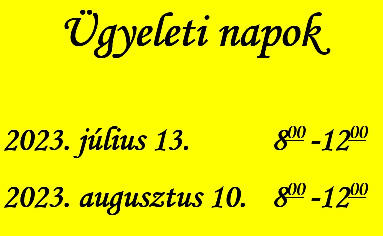 ügyeleti napok 2023