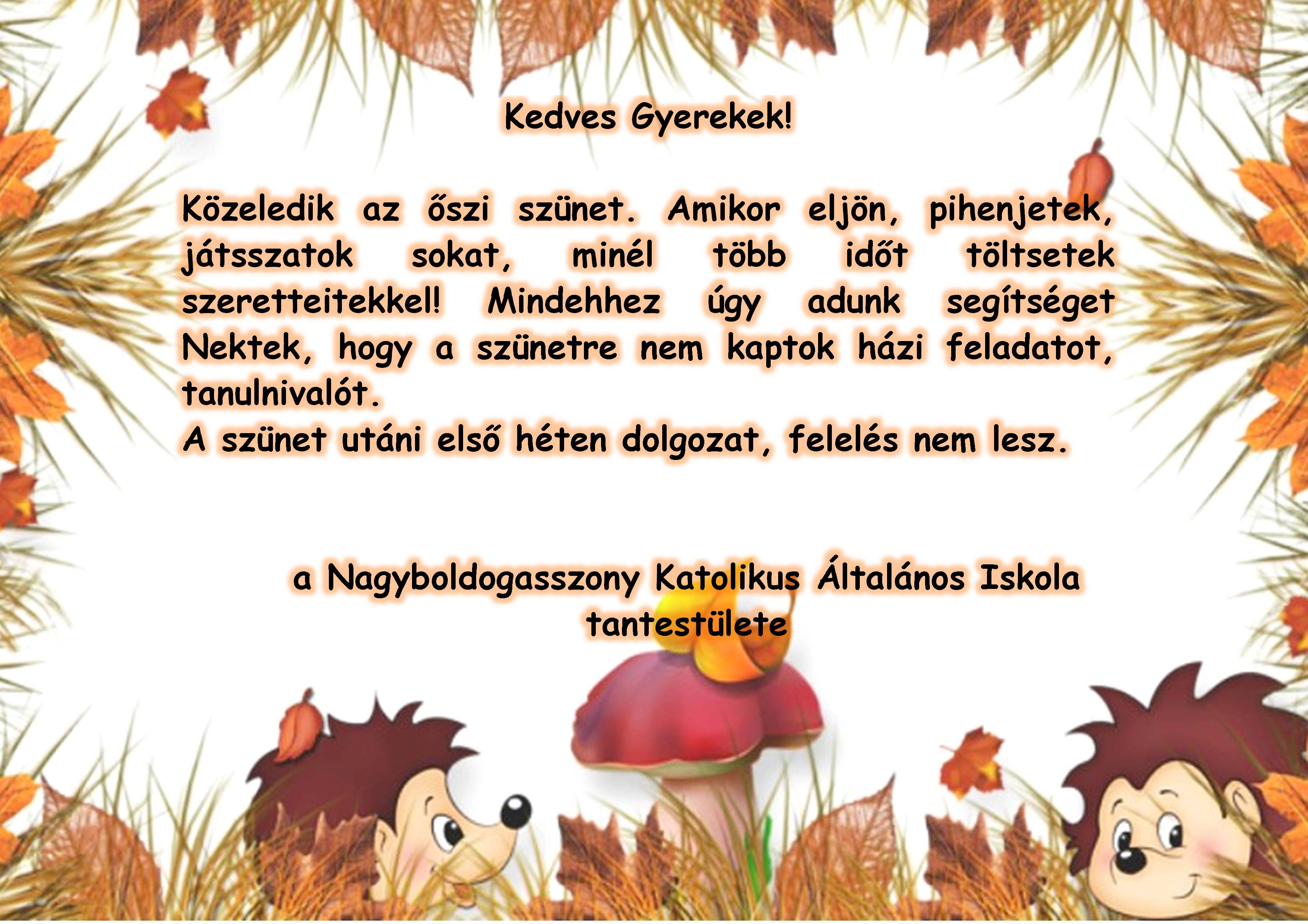 őszi szünet gyerekek 2021