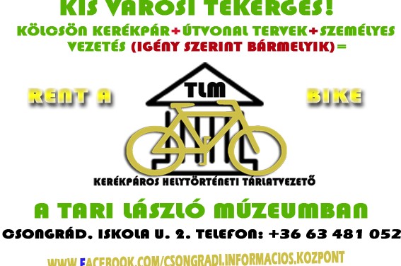 Kerékpárkölcsönzés a Tari László Múzeumban