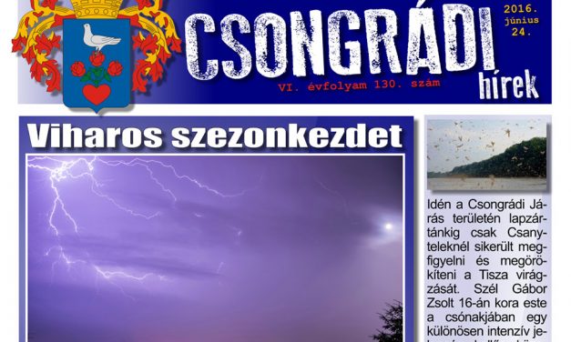 Letölthető a Csongrádi Hírek legújabb (130.) száma