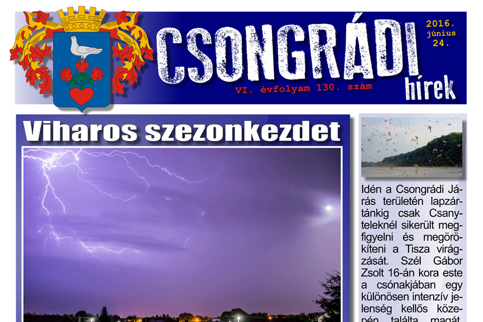Letölthető a Csongrádi Hírek legújabb (130.) száma