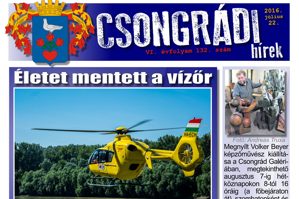 Letölthető a Csongrádi Hírek legújabb (132.) száma