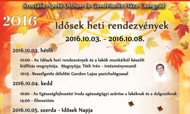 Idősek heti rendezvények