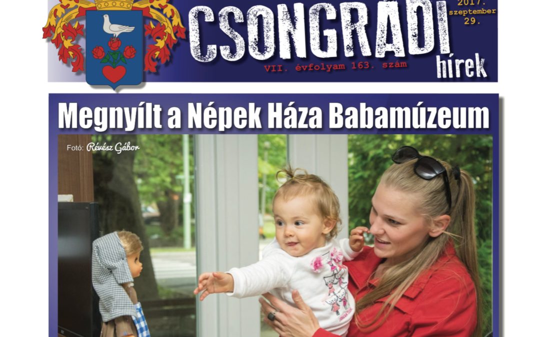 Megtekinthető a Csongrádi Hírek legújabb, szeptember 29-én megjelenő (163.) száma