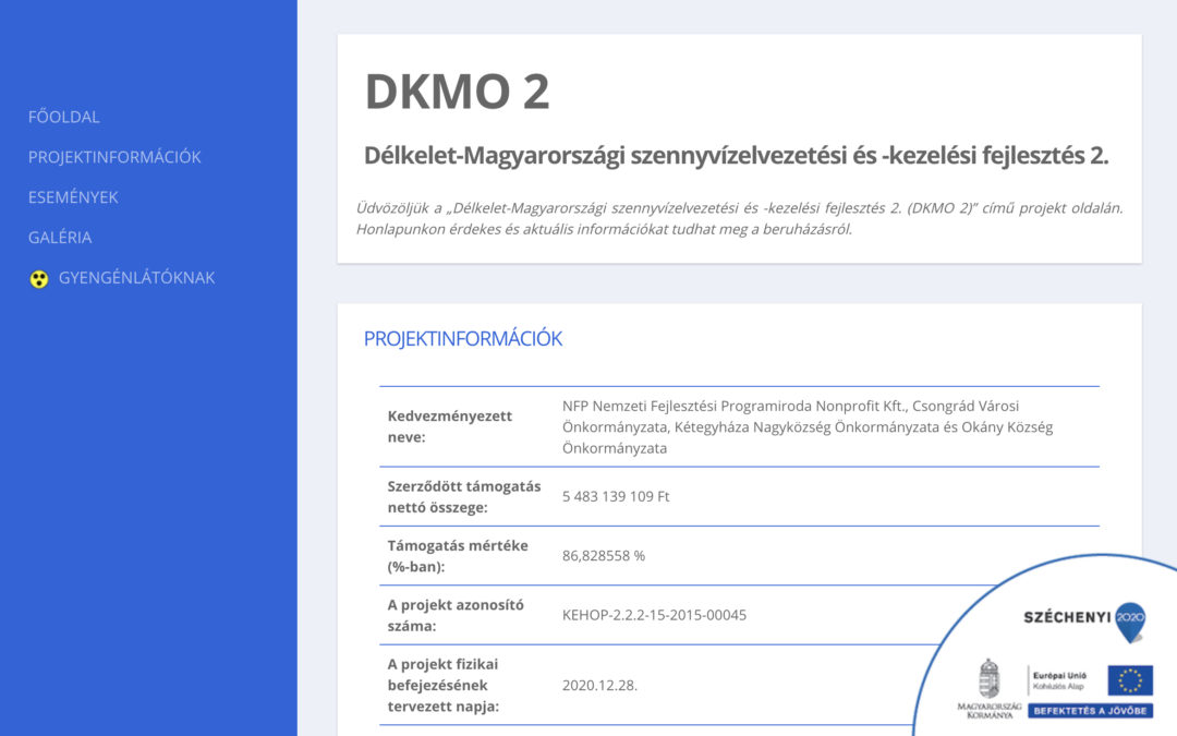 DKMO 2 Délkelet-Magyarországi szennyvízelvezetési és – kezelési fejlesztés 2.