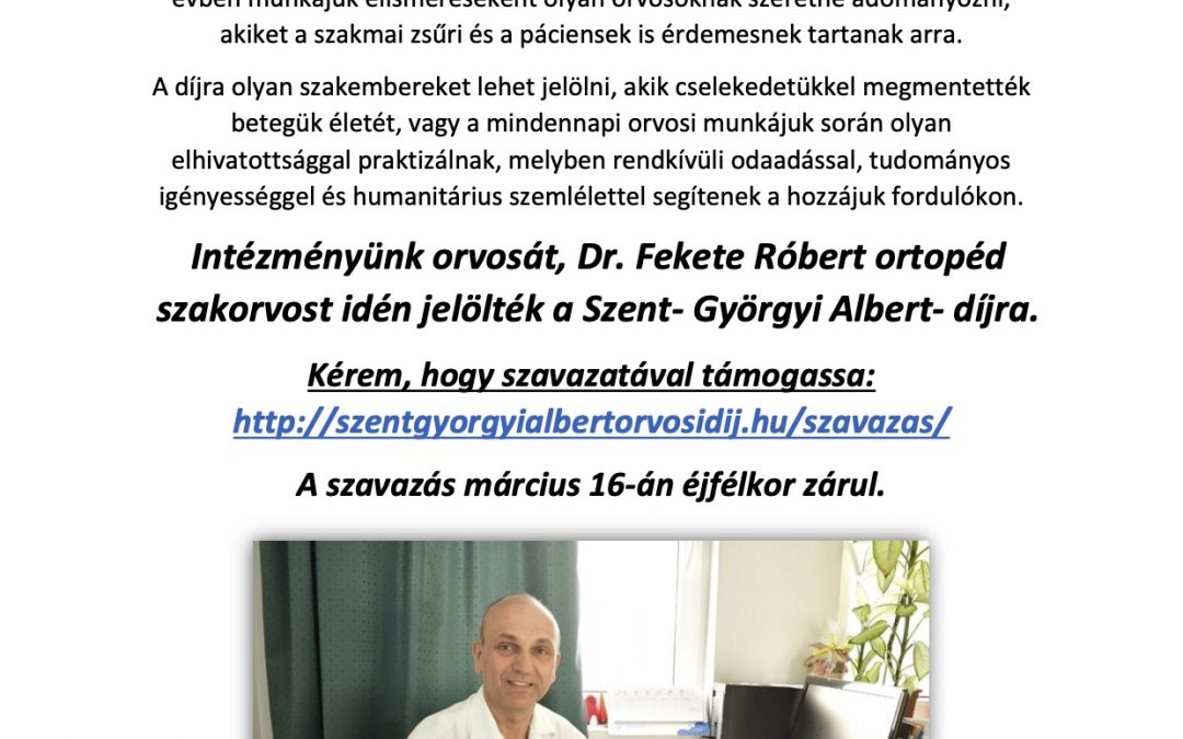 Kérem, hogy szavazatával támogassa Dr. Fekete Róbertet