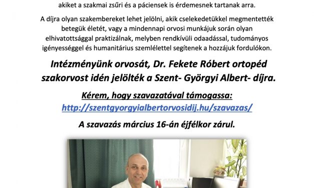 Kérem, hogy szavazatával támogassa Dr. Fekete Róbertet