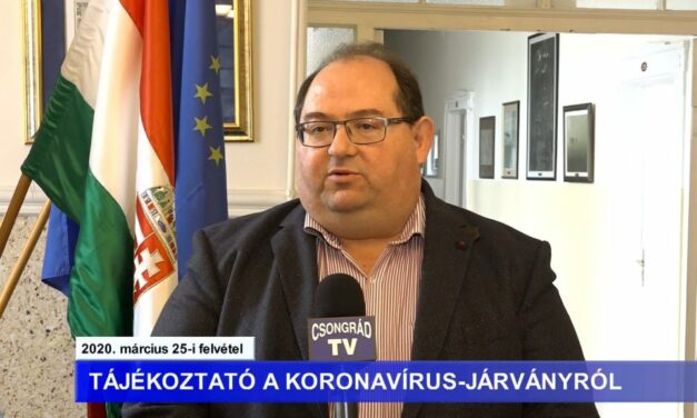 Bedő Tamás polgármester tájékoztatója a koronavírussal kapcsolatban – 2020.03.25.