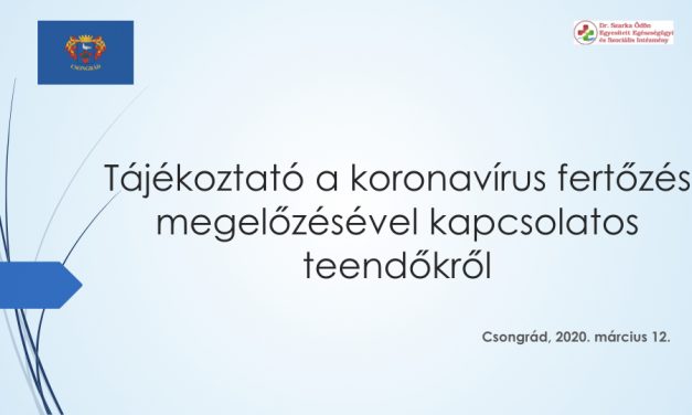 Tájékoztató a koronavírus fertőzés megelőzésével kapcsolatos teendőkről