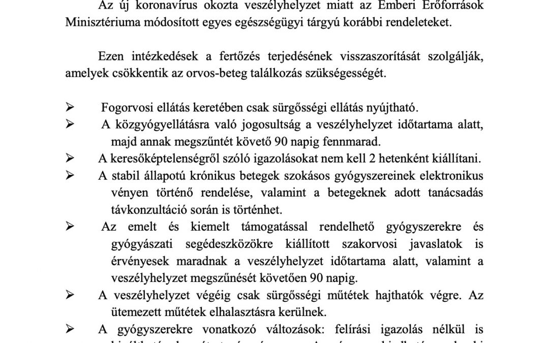 Egészségügyi tárgyú korábbi rendeletek módosítása