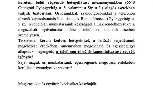 Lakossági tájékoztató a járóbeteg szakellátások változásáról