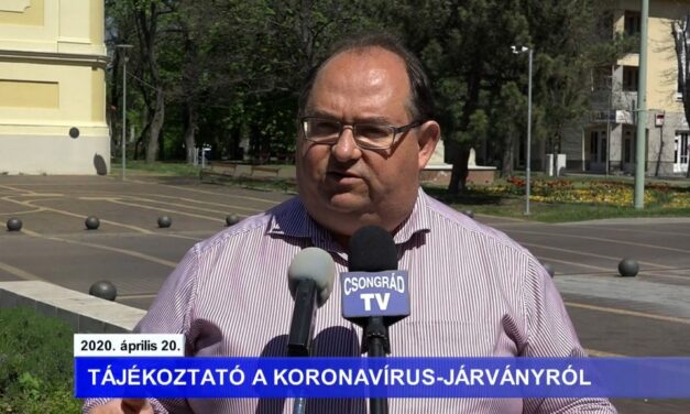 Bedő Tamás polgármester tájékoztatója a koronavírusról – 2020.04.20.