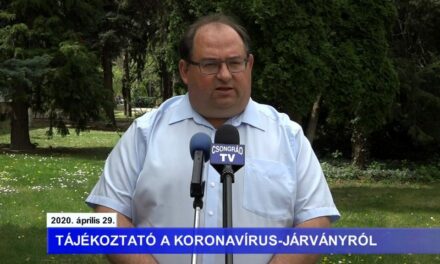 Bedő Tamás polgármester tájékoztatója a koronavírusról – 2020.04.29.