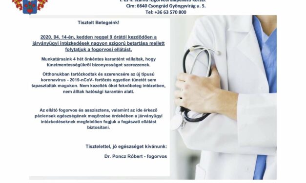 Lakossági tájékoztató fogászati ellátásról