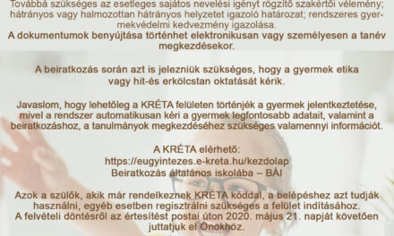 Az állami fenntartású iskolákba történő 1. évfolyamosok beíratása