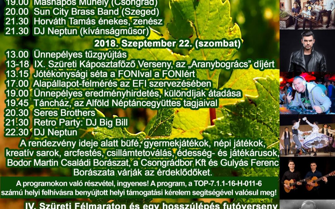 Szüreti Hétvége 2018. szeptember 21-22-23.