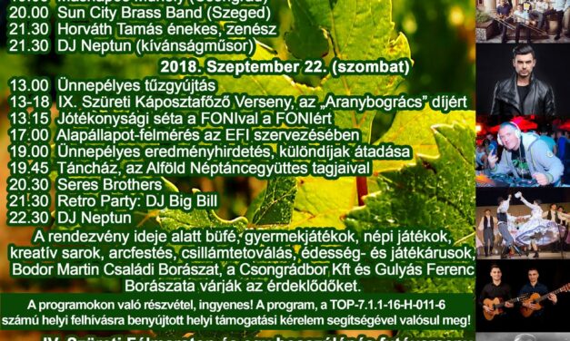 Szüreti Hétvége 2018. szeptember 21-22-23.