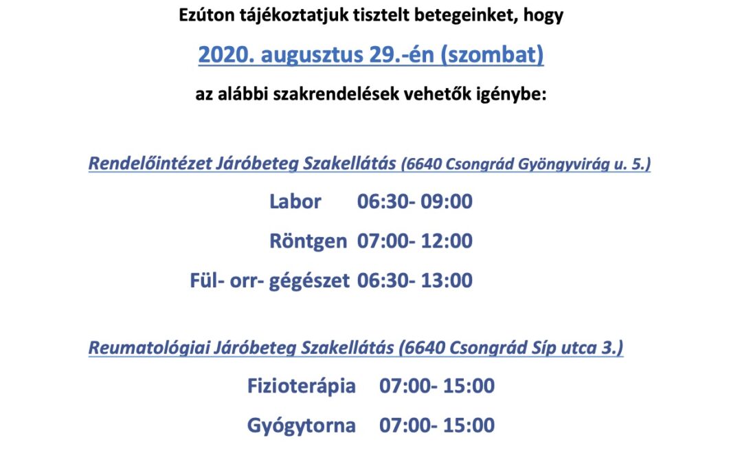 Betegtájékoztató!