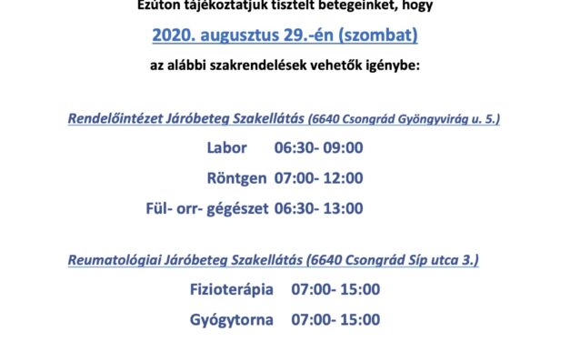 Betegtájékoztató!