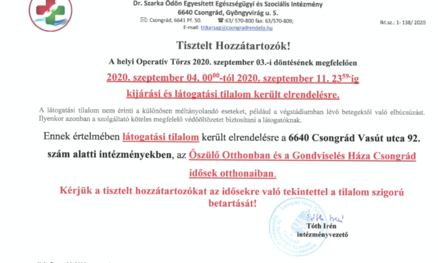 Látogatási tilalom!