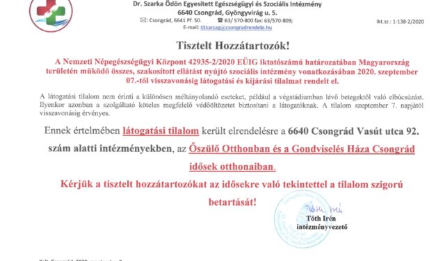 Látogatási tilalom, térítési díj fizetés