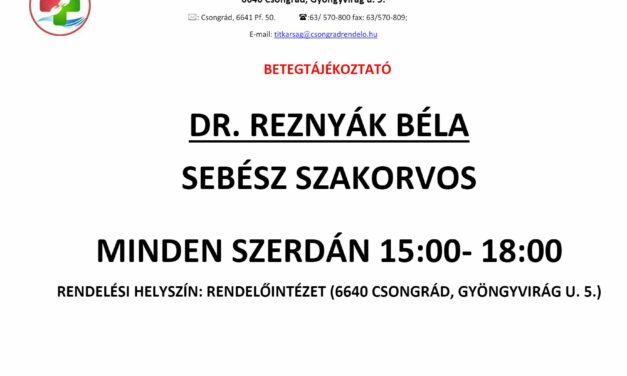 Sebészeti szakrendelésre vonatkozó betegtájékoztató