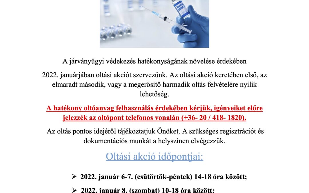 Januárban is folytatódik az oltási akció a csongrádi Rendelőintézetben