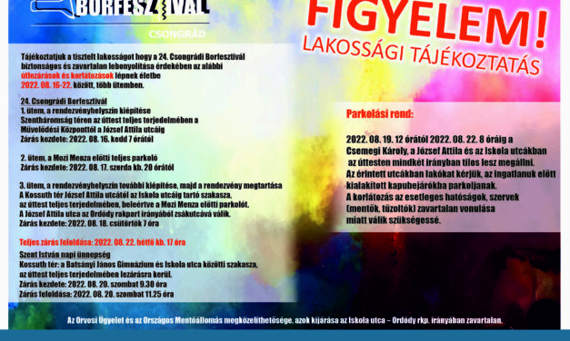 Borfesztivál – útlezárások, korlátozások