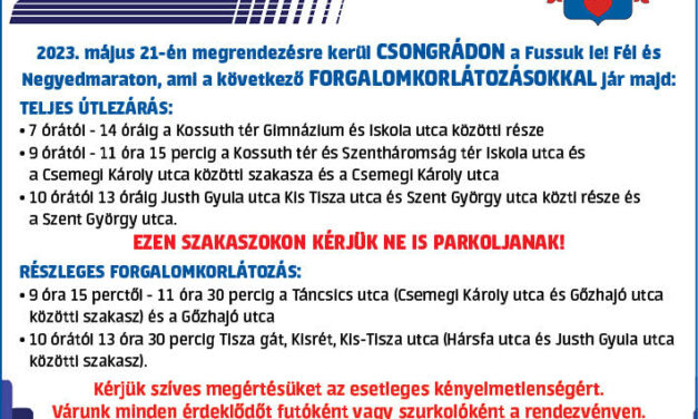 Fussuk le!  Félmaraton – forgalomkorlátozások, útlezárások