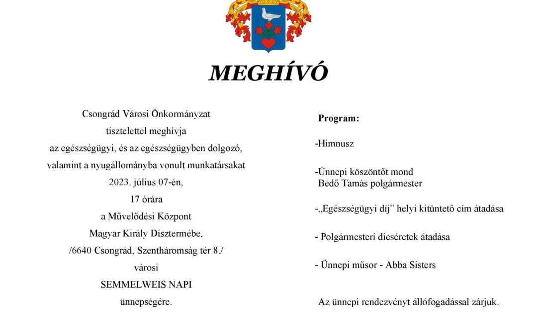 Meghívó! – Semmelweis-napi ünnepség