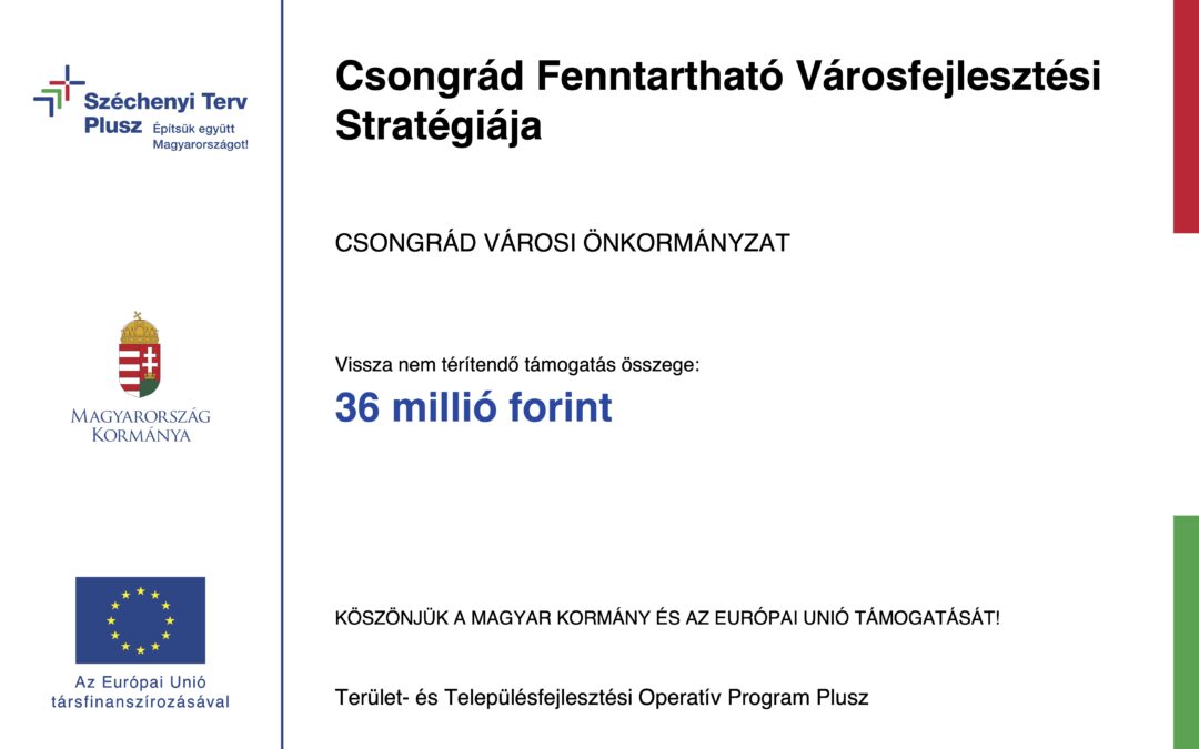 Támogatást nyert Csongrád Fenntartható Városfejlesztési Stratégiája