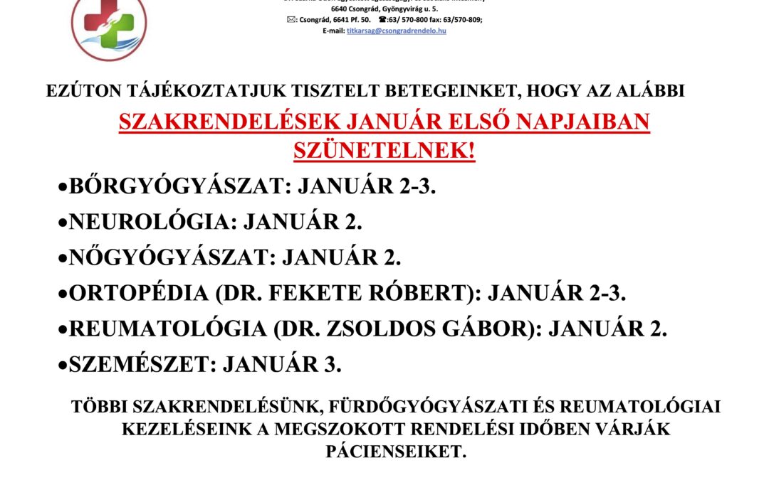 Januári rendelés változások